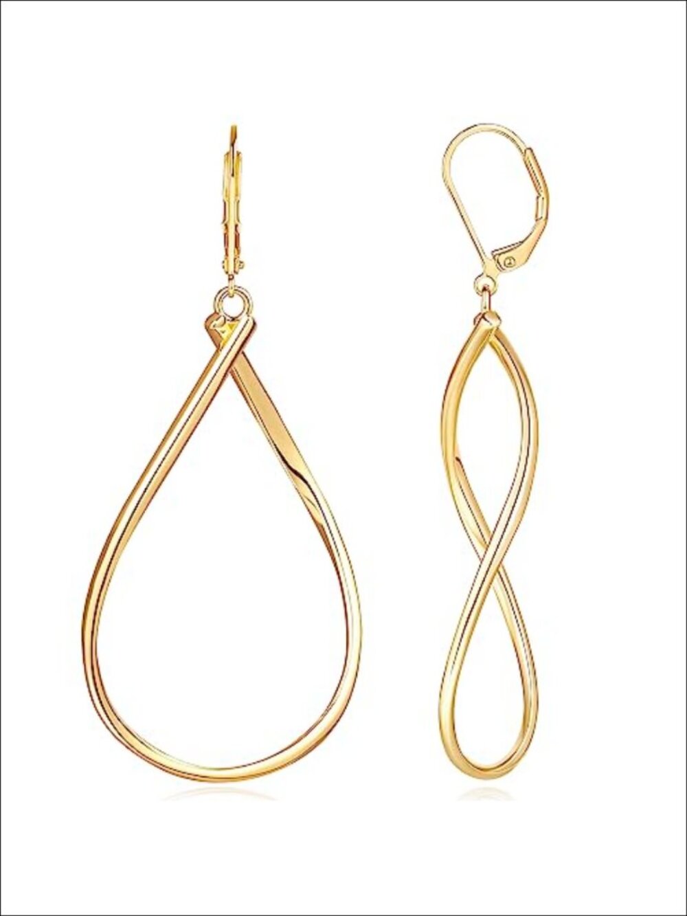 14K Gold Plated Hoop Earrings Asymmetrical Mismatched Dangle